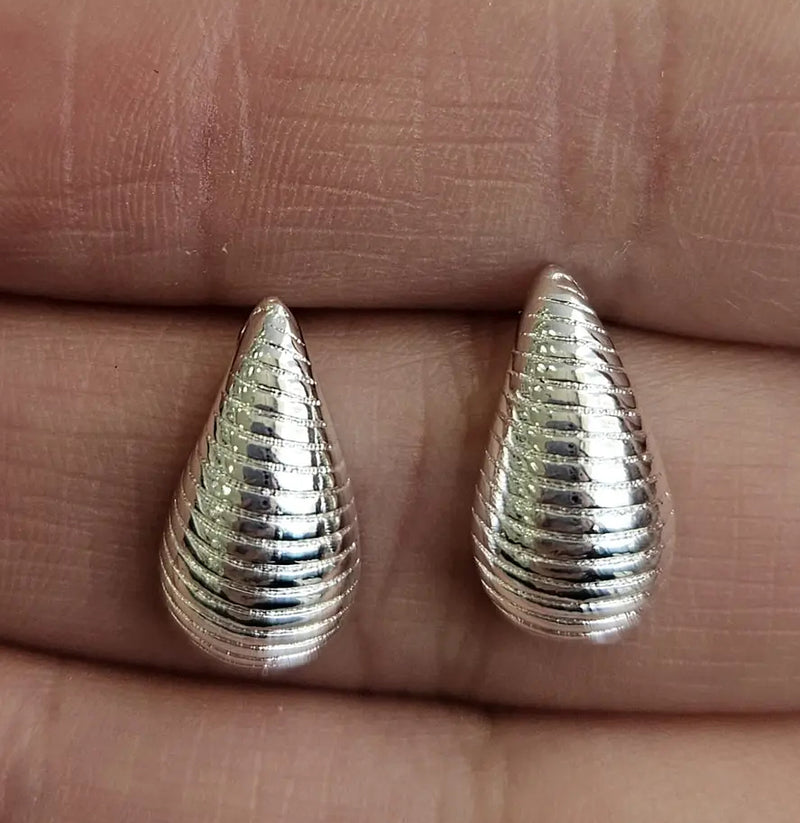 Aros Plata Gota Rayada