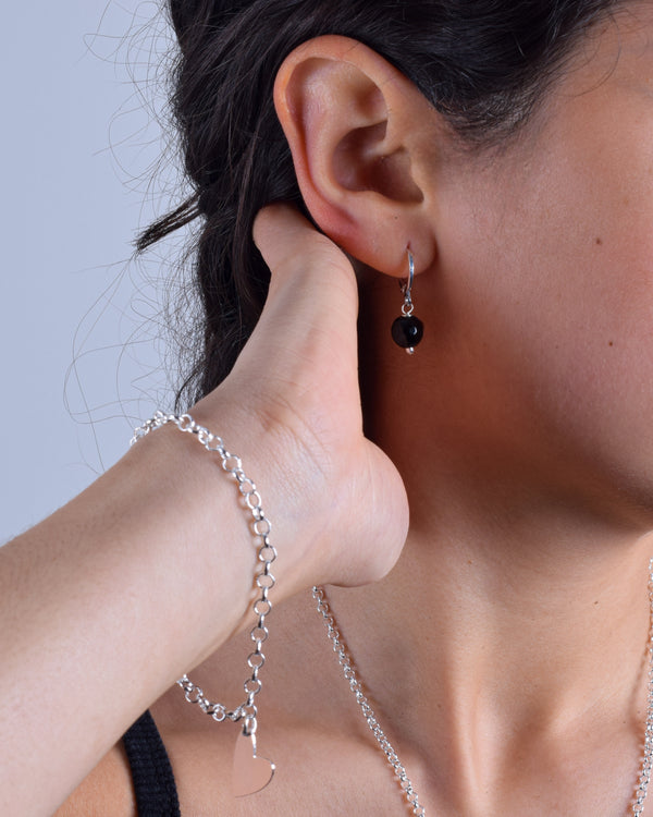 Argollas Plata Ágata Negra