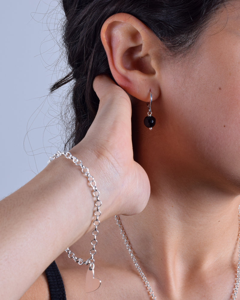 Argollas Plata Ágata Negra