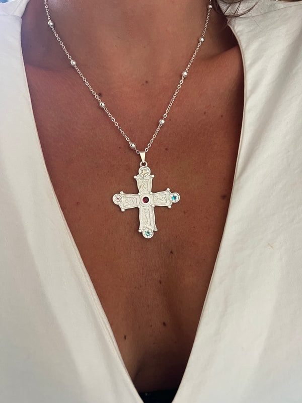 COLLAR PLATA CRUZ POLA