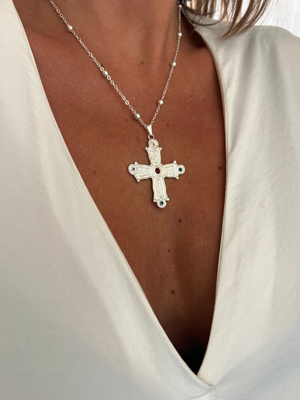 COLLAR PLATA CRUZ POLA