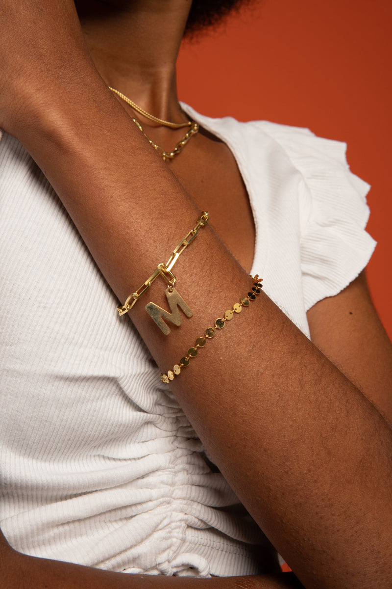 PULSERA ORO ESLABON LETRA CATALINA