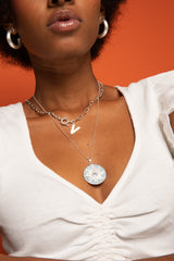 COLLAR PLATA SIMONA INICIAL  40 CM