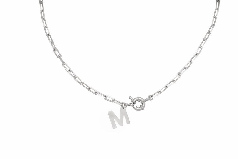 COLLAR PLATA SIMONA INICIAL  40 CM
