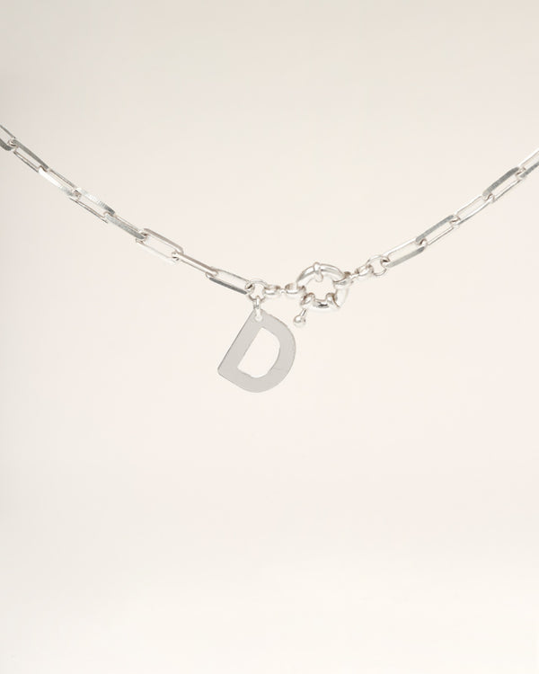 COLLAR PLATA SIMONA INICIAL  45 CM