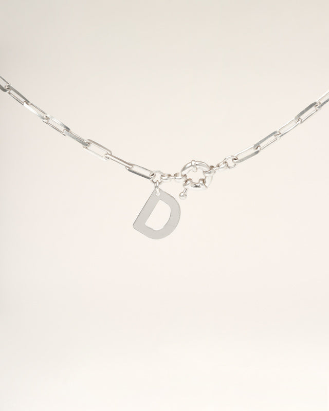 COLLAR PLATA SIMONA INICIAL  45 CM