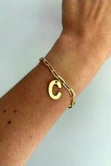 PULSERA ORO ESLABON LETRA CATALINA