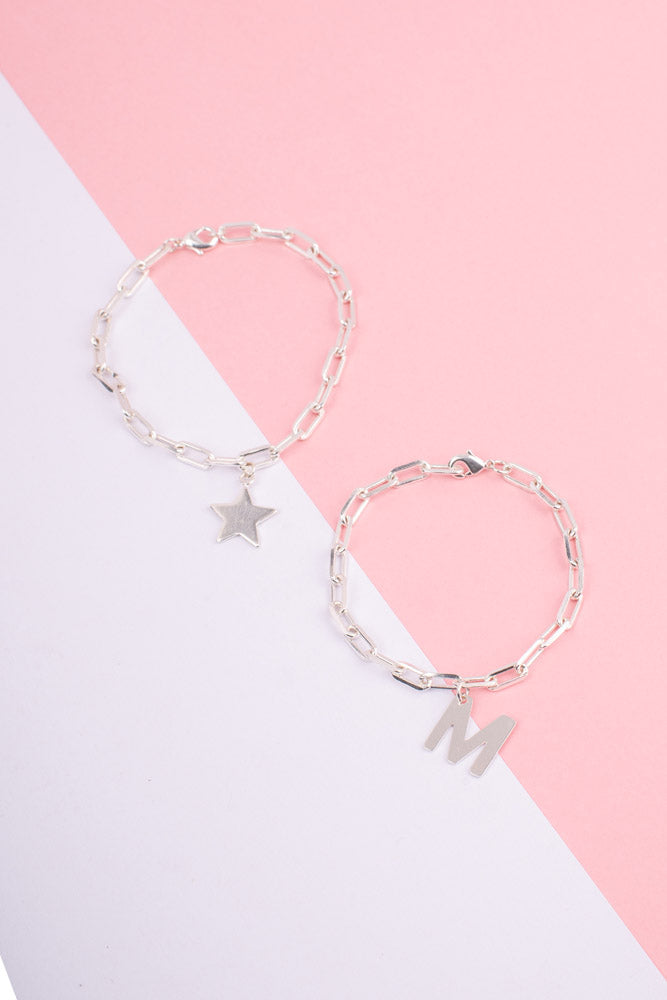 PULSERA PLATA ESLABON LETRA CATALINA